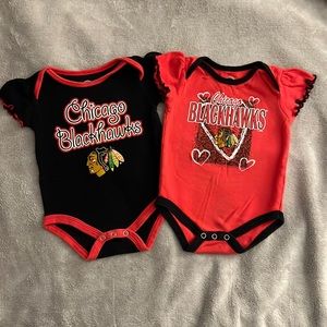 2 pack - 12 month Chicago Blackhawks onesies for girls
